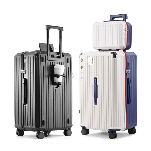 DAC24041601 - Light Weight Travel Trolley Bags Suitcase Luggage Sets With Cup Holder And USB